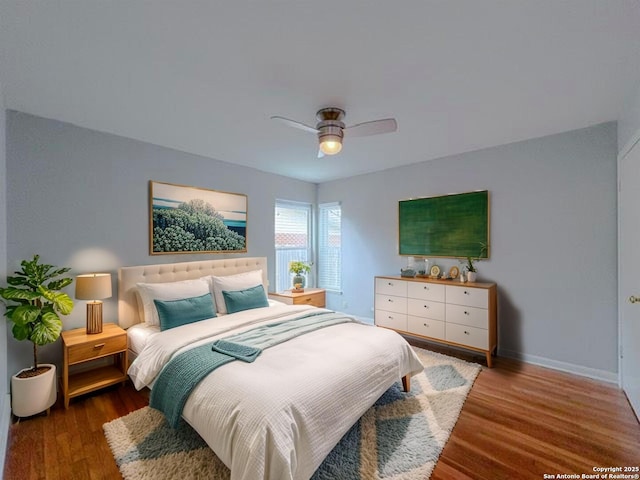 155 Eland, San Antonio, TX 78213 - bedroom featuring wood finished floors, ceiling fan, and baseboards
