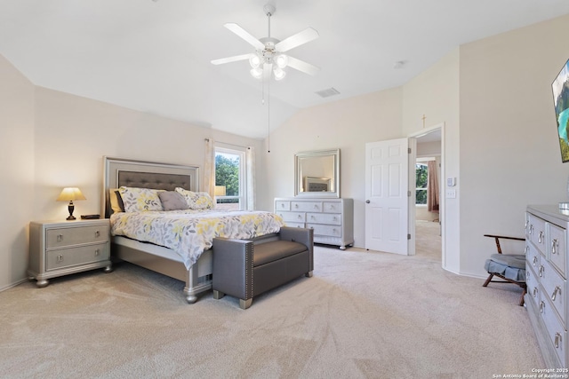 21503 Rio Comal, San Antonio, TX 78259 - carpeted bedroom with vaulted ceiling, a ceiling fan, and baseboards