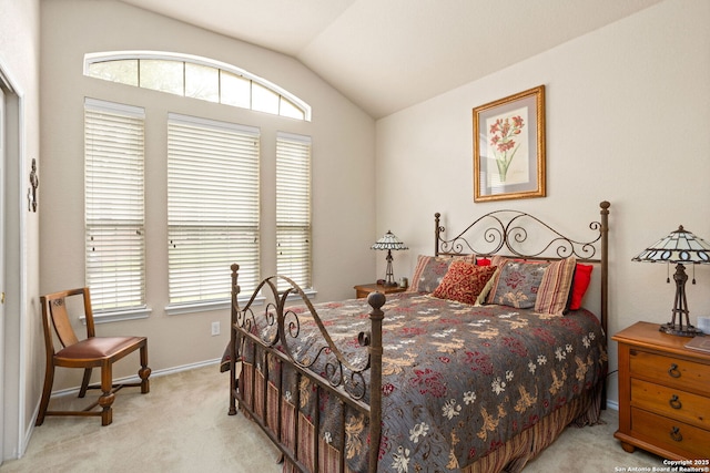 3136 San Miguel, New Braunfels, TX 78132 - carpeted bedroom with vaulted ceiling and baseboards