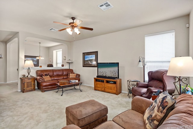 3136 San Miguel, New Braunfels, TX 78132 - carpeted living area with a ceiling fan and baseboards