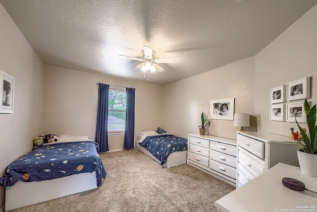 1227 Sun Spg, San Antonio, TX 78245 - bedroom featuring light colored carpet, a ceiling fan, and a textured ceiling