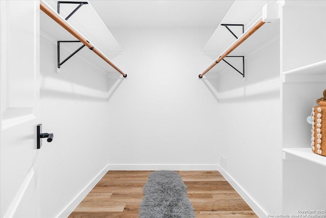 spacious closet with light wood finished floors