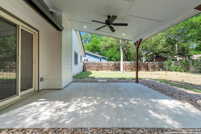 view of patio with a ceiling fan