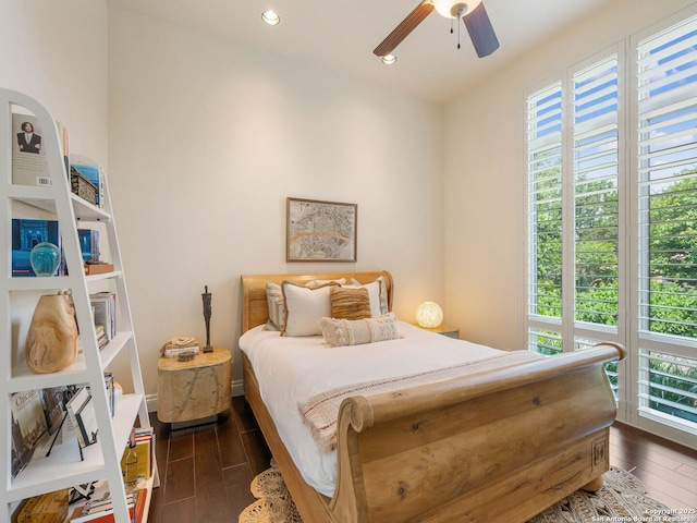 7 Naples Ct, San Antonio, TX 78257 - bedroom with dark wood-style floors, multiple windows, recessed lighting, and ceiling fan