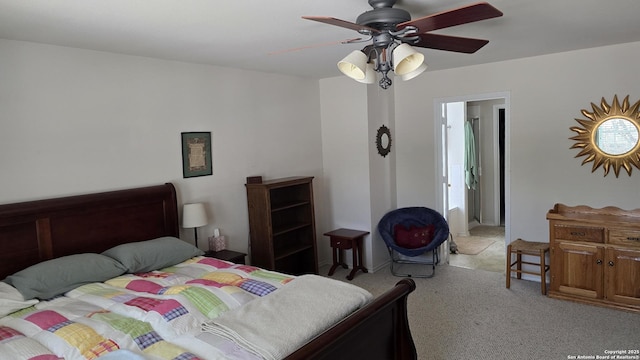9406 Vallecito Pass, San Antonio, TX 78250 - bedroom with light colored carpet and ceiling fan