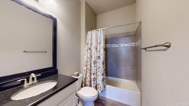 2542 Varrelmann, New Braunfels, TX 78132 - bathroom with wood finished floors, vanity, toilet, and shower / bath combo
