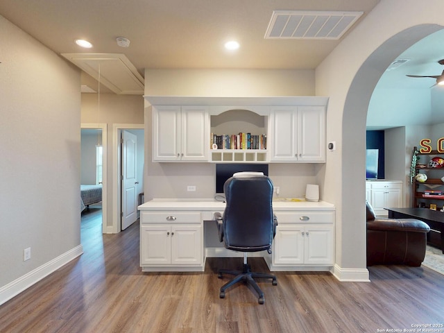 2542 Varrelmann, New Braunfels, TX 78132 - office with built in desk, light wood finished floors, attic access, baseboards, and recessed lighting