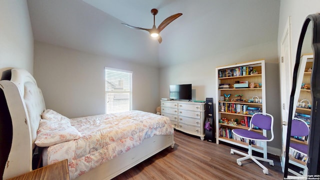 2542 Varrelmann, New Braunfels, TX 78132 - bedroom with wood finished floors, lofted ceiling, and ceiling fan
