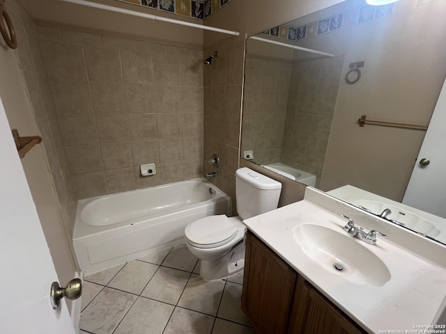 15558 Knollmeadow, San Antonio, TX 78247 - bathroom with tile patterned floors, toilet, tub / shower combination, and vanity
