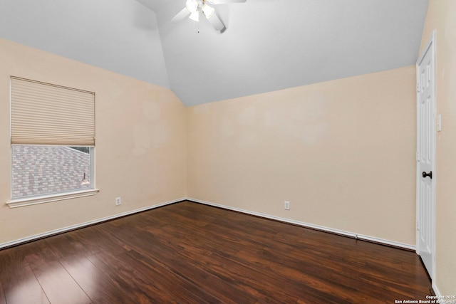 8807 Brae Crst, San Antonio, TX 78249 - additional living space with ceiling fan, vaulted ceiling, and dark wood-type flooring