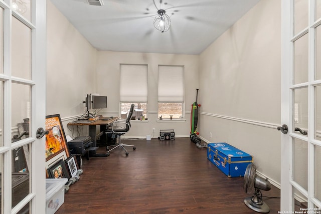 8807 Brae Crst, San Antonio, TX 78249 - office space featuring wood finished floors, french doors, and baseboards