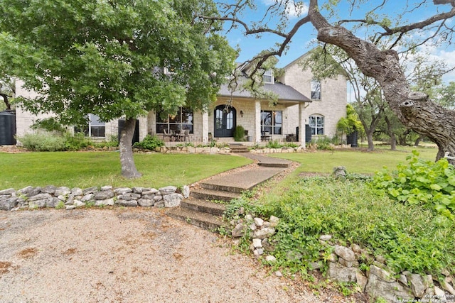 111 Kendall Oaks, Boerne, TX 78006 - view of front of property with covered porch and a front lawn