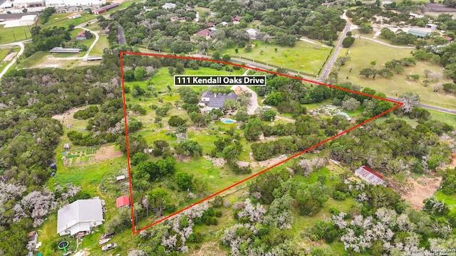 111 Kendall Oaks, Boerne, TX 78006 - aerial view of property's location featuring property parcel outlined