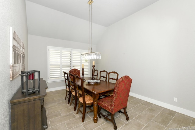 23018 Osprey, San Antonio, TX 78260 - dining room featuring vaulted ceiling, baseboards, and light tile patterned floors