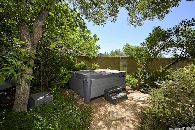 23018 Osprey, San Antonio, TX 78260 - fenced backyard with a hot tub