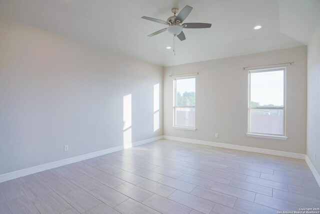 4862 Blue Jasmin, San Antonio, TX 78245 - spare room featuring a ceiling fan, recessed lighting, and baseboards