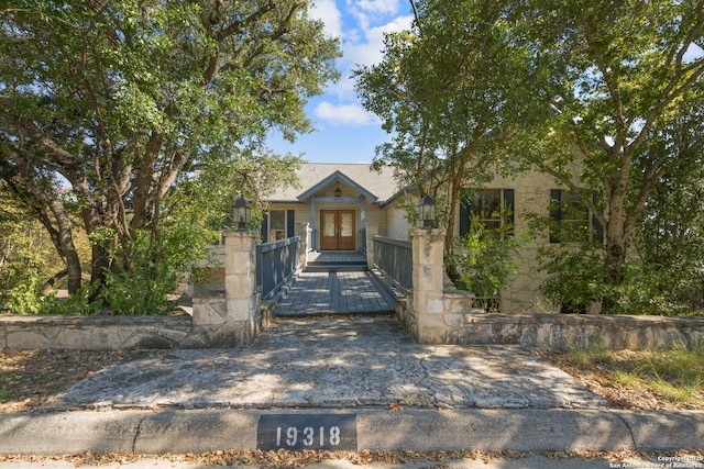 19318 Strauss, San Antonio, TX 78256 - view of front of property featuring french doors and a fenced front yard