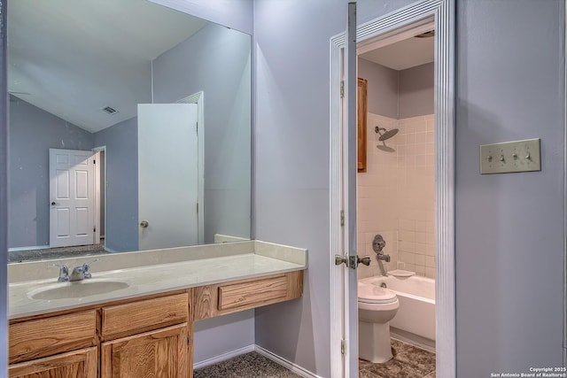 13811 Sunny Gln, San Antonio, TX 78217 - full bath featuring toilet, vanity,  shower combination, and baseboards
