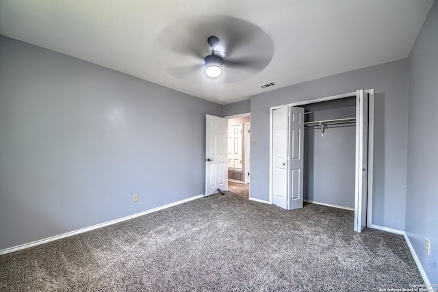 13811 Sunny Gln, San Antonio, TX 78217 - unfurnished bedroom with carpet flooring, baseboards, a closet, and ceiling fan