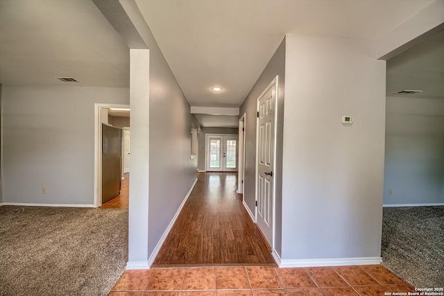 13811 Sunny Gln, San Antonio, TX 78217 - hall with baseboards, carpet floors, and recessed lighting