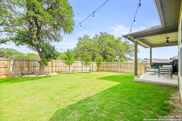 25826 Marigold Oaks, Boerne, TX 78006 - view of yard featuring a patio area and ceiling fan
