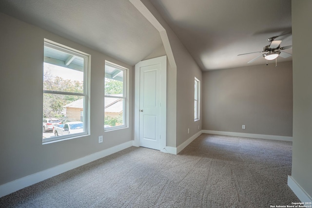 312 Avondale, San Antonio, TX 78223 - carpeted spare room with baseboards, a ceiling fan, and lofted ceiling
