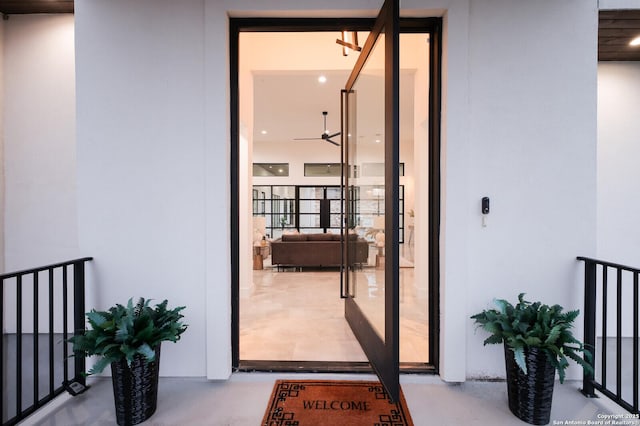 1356 Capitare, New Braunfels, TX 78132 - doorway to property featuring a balcony and stucco siding