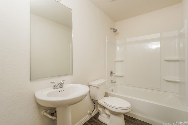 237 Corliss, San Antonio, TX 78220 - bathroom with toilet, wood finished floors, and shower / washtub combination