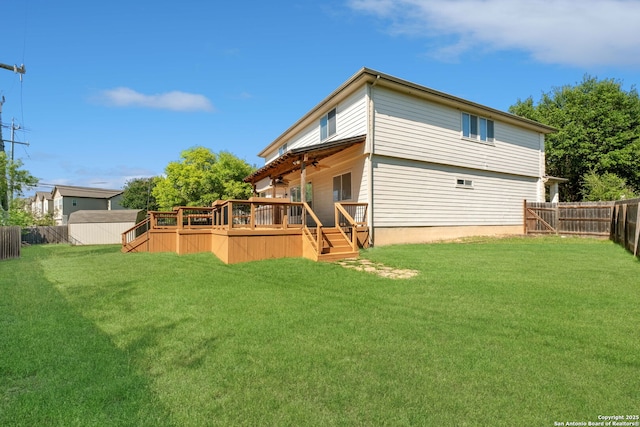17223 Darlington Run, San Antonio, TX 78247 - back of property featuring ceiling fan and a wooden deck