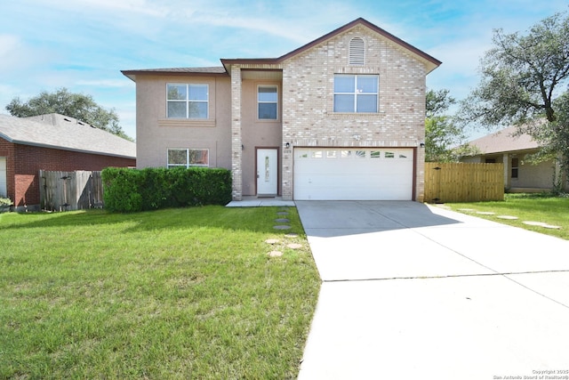 15850 Marisa Pl, San Antonio, TX 78247 - traditional home with an attached garage, concrete driveway, and brick siding