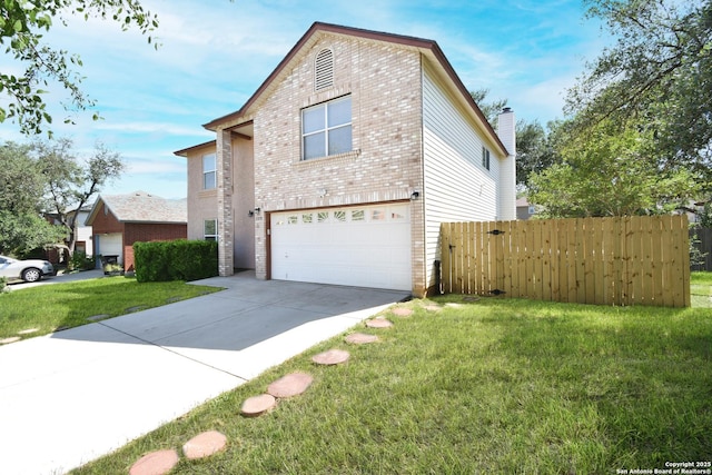 15850 Marisa Pl, San Antonio, TX 78247 - view of side of home featuring brick siding, an attached garage, and concrete driveway
