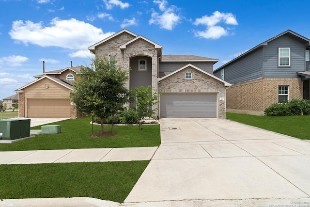 4607 Belgravia, Converse, TX 78109 - traditional-style home featuring brick siding, a front yard, driveway, and an attached garage