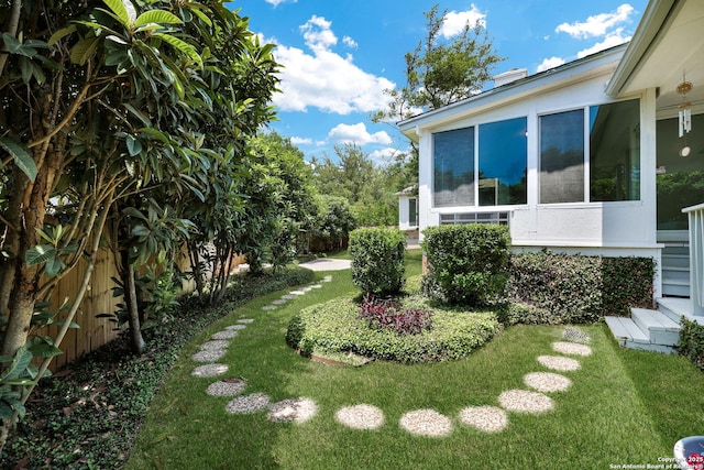 4635 Shavano Birch, San Antonio, TX 78230 - view of yard with a sunroom
