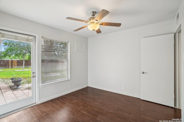 427 Indigo, San Antonio, TX 78216 - spare room featuring ceiling fan, wood finished floors, and baseboards