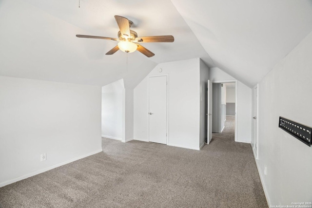 427 Indigo, San Antonio, TX 78216 - additional living space featuring carpet, lofted ceiling, a ceiling fan, and baseboards