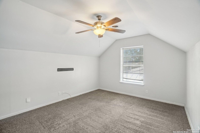 427 Indigo, San Antonio, TX 78216 - bonus room with carpet flooring, vaulted ceiling, a ceiling fan, and baseboards