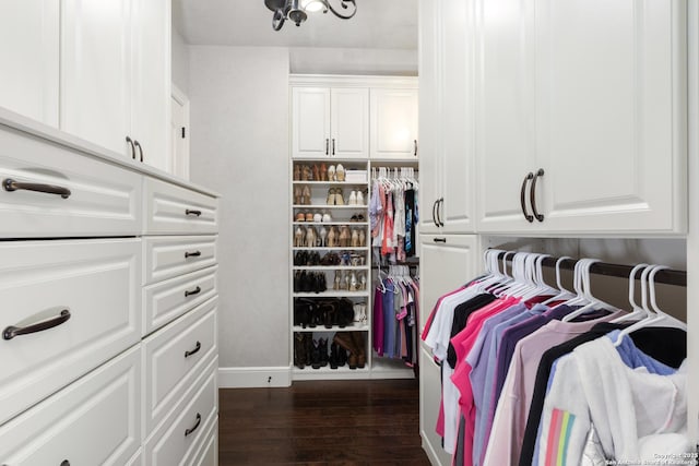 2219 Clubs Dr, Boerne, TX 78006 - walk in closet with dark wood-type flooring