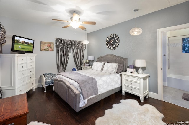 2219 Clubs Dr, Boerne, TX 78006 - bedroom featuring wood finished floors, ceiling fan, and baseboards