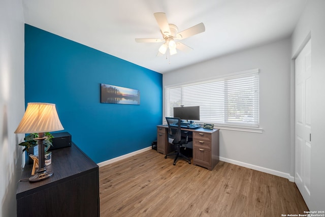 5902 Brambletree, San Antonio, TX 78247 - office space featuring light wood-style floors, ceiling fan, and baseboards