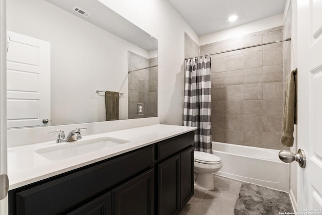 4540 Appaloosa, San Antonio, TX 78245 - bathroom featuring vanity, toilet, tile patterned floors, and shower / bath combination with curtain