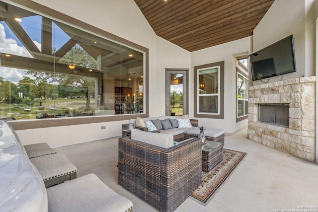 2319 Cascada, Spring Branch, TX 78070 - view of patio / terrace featuring an outdoor living space with a fireplace