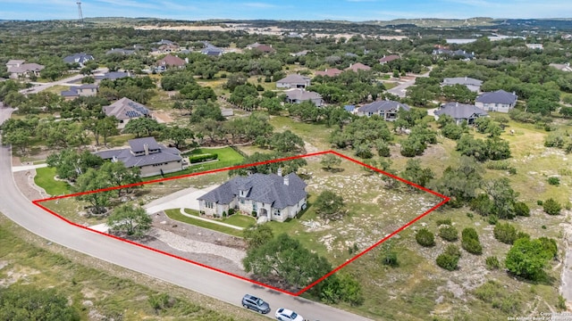 2319 Cascada, Spring Branch, TX 78070 - aerial view of residential area with property parcel outlined