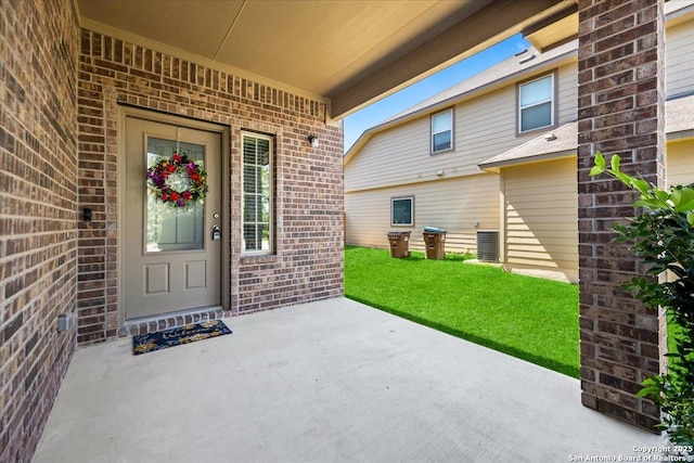 140 Whitetail Pass, San Antonio, TX 78253 - entrance to property featuring brick siding and central AC