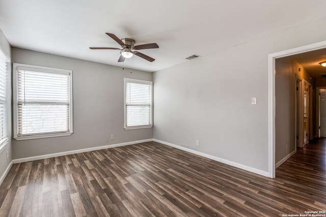 466 Shannon Lee, San Antonio, TX 78216 - empty room featuring ceiling fan, dark wood finished floors, and baseboards