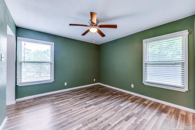 466 Shannon Lee, San Antonio, TX 78216 - unfurnished room with plenty of natural light, wood finished floors, ceiling fan, and baseboards