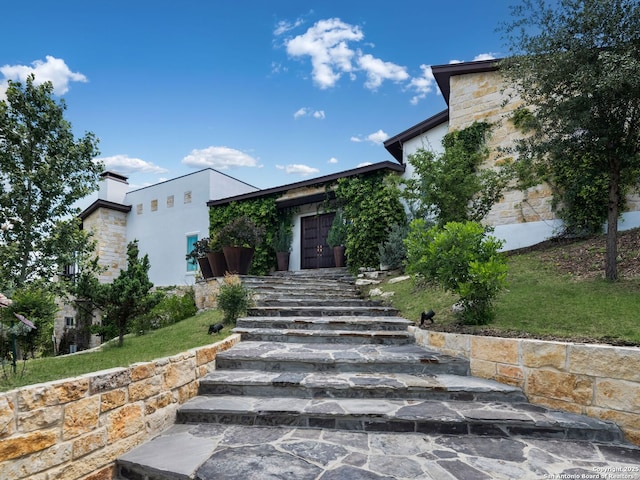 21214 W Tejas Trl, San Antonio, TX 78257 - view of front of house featuring stone siding and stairs