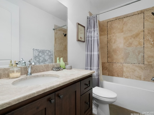 21214 W Tejas Trl, San Antonio, TX 78257 - full bathroom with shower / bath combo with shower curtain, vanity, and toilet