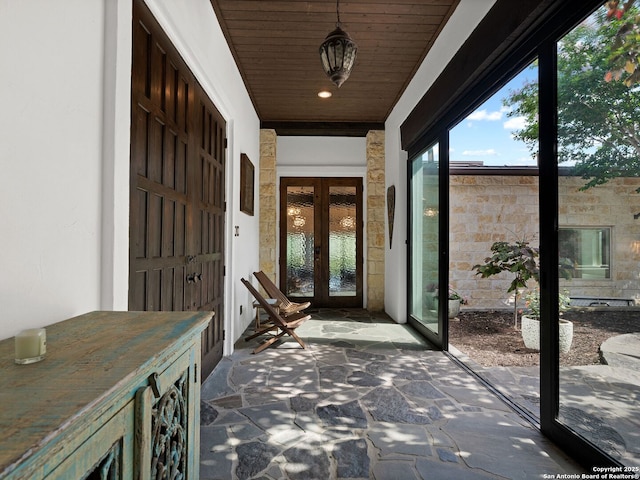 21214 W Tejas Trl, San Antonio, TX 78257 - doorway to property featuring french doors and stone siding