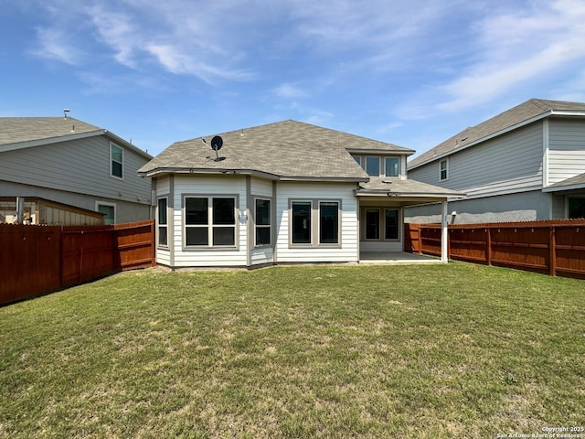 9536 Garrison Way, San Antonio, TX 78254 - rear view of house with a patio and roof with shingles