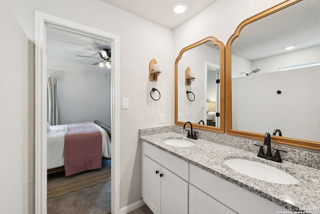 31575 Meander, Bulverde, TX 78163 - full bathroom featuring ensuite bath, double vanity, and a ceiling fan